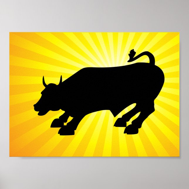 Póster Cargando el toro negro de Wall Street (Frente)