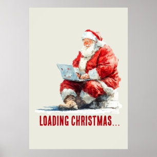 Póster Cargando Navidades Funny Santa Design