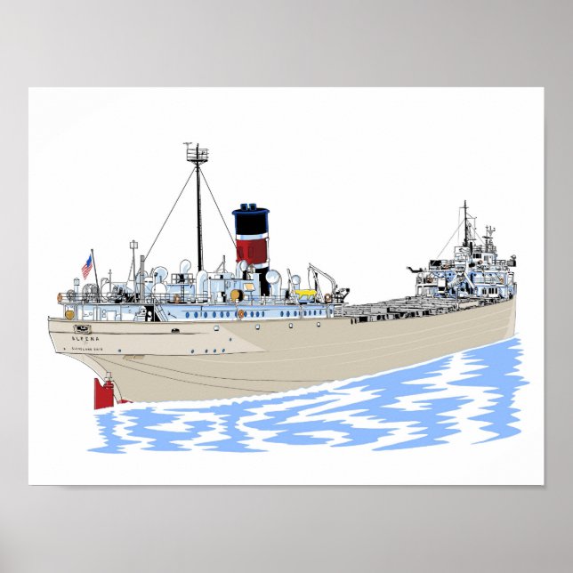 Póster Carguero de los Grandes Lagos Alpena (Frente)