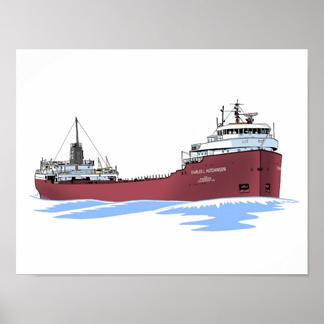 Póster Carguero de los Grandes Lagos Charles L. Hutchinso (Frente)