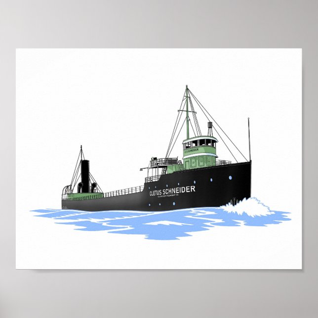 Póster Carguero de los Grandes Lagos Cletus Schneider (Frente)