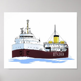Póster Carguero de los Grandes Lagos Johnston (tal como f