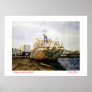Póster Carguero en el puerto (A Coruña)