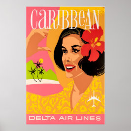 Póster Caribbean Art Print Delta Airlines Travel Poster 