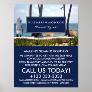 Póster Caribbean Beach, publicidad de agente de viajes