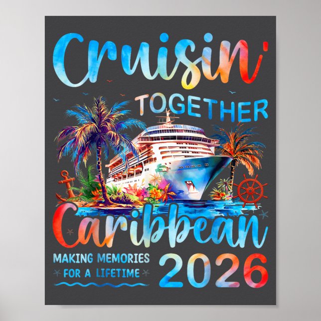 Póster Caribbean Cruise 2026 Family Vacation Cruisin’ Tog (Frente)
