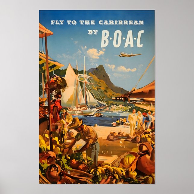 Póster Caribbean Painting BOAC Travel Poster Art Print (Frente)