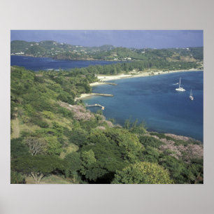 Póster Caribbean, West Indies, St. Lucia. View of