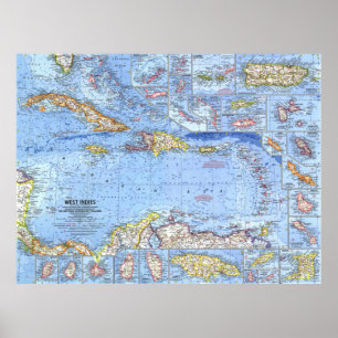 Póster Caribe: 1962/presente - Mapa de las Indias Occiden