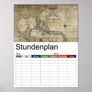 Póster Caribe - antiguo calendario de mapa