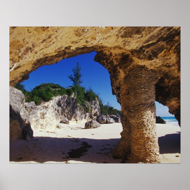 Póster Caribe, Bermudas, Ciudad de Tucker. Beige (Frente)