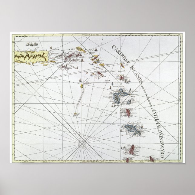 PÓSTER CARIBE: MAPA, 1775 (Frente)