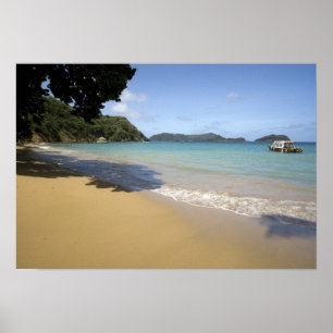 Póster Caribe - Tobago - Playa a lo largo del Atlántico