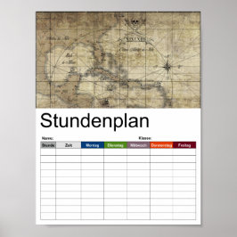 Póster Caribe: viejo cronograma de mapas