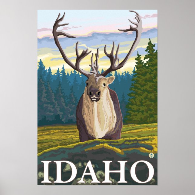 Póster Caribou in Wild - Idaho (Frente)
