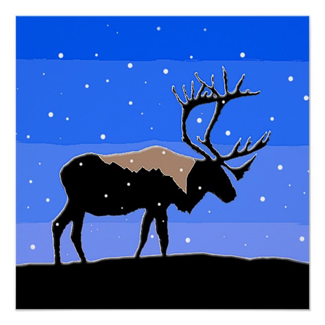 Póster Caribou in Winter - Arte original de la vida salva (Anverso)