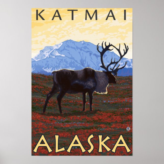 Póster Caribou Scene - Katmai, Alaska (Frente)