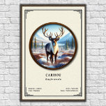 Póster Caribou Zoology Series<br><div class="desc">• This digital illustration features a detailed specimen study presented in a classic natural history museum style with scientific data and a vintage aesthetic.
• Requests and/or questions are encouraged and appreciated!</div>