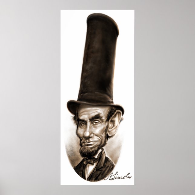 Póster Caricatura de Abe Lincoln Stovepipe Gorra (Frente)
