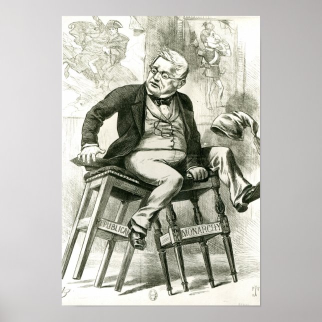 Póster Caricatura de Adolphe Thiers entre dos (Frente)