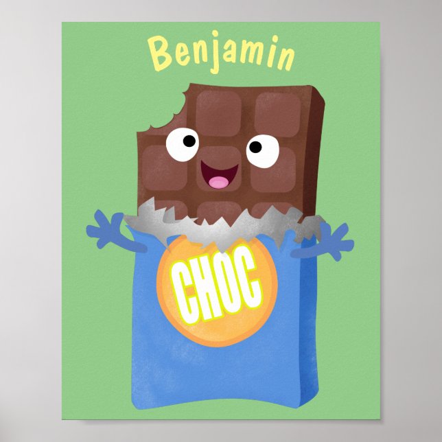 Póster Caricatura de dibujos animados de un dulce chocola (Frente)
