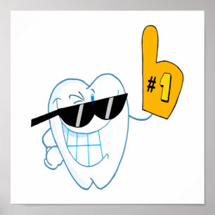 Póster Caricatura de dientes sonrientes número uno