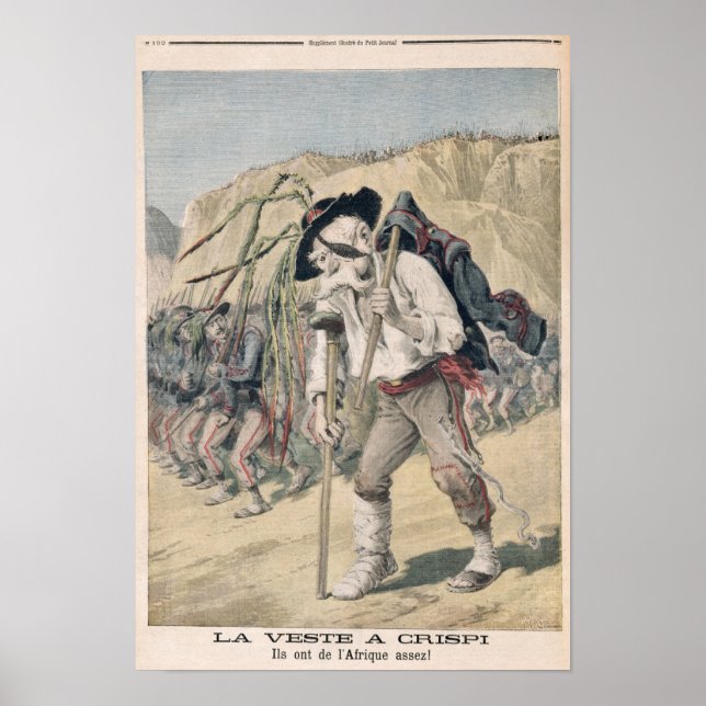 Póster Caricatura de la derrota de Crispi (Frente)