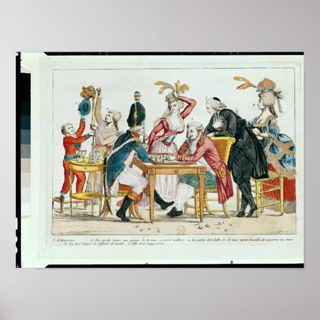 Póster Caricatura de Luis XVI jugando ajedrez (Frente)