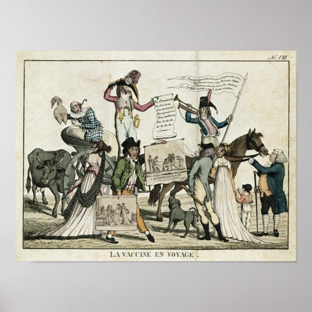 Póster Caricatura de médicas piratas que ofrecen vacunas (Frente)