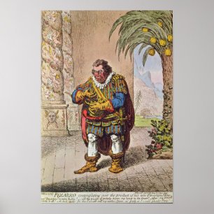 Póster Caricatura de Pizarro contemplando el