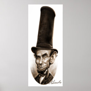 Póster Caricatura del sombrero de tubo de Abe Lincoln