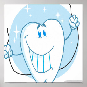 Póster Caricatura dental sonriente Siempre Flor