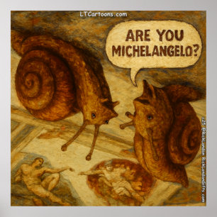 Póster Caricatura Paródica de Michelangelo y el Caracol I