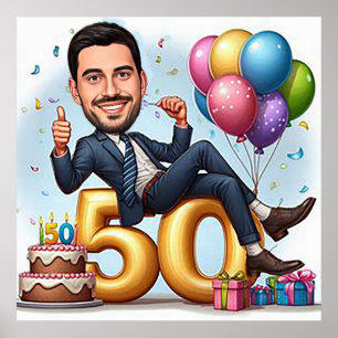 Póster "Caricatura personalizada – Envía tu foto para dis