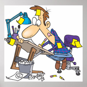 Póster Caricaturista En El Trabajo