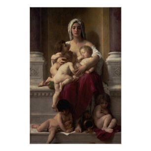 Póster Caridad de William Adolphe Bouguereau