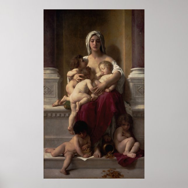 Póster Caridad de William Adolphe Bouguereau (Frente)