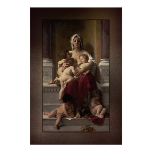 Póster Caridad de William Adolphe Bouguereau (Anverso)