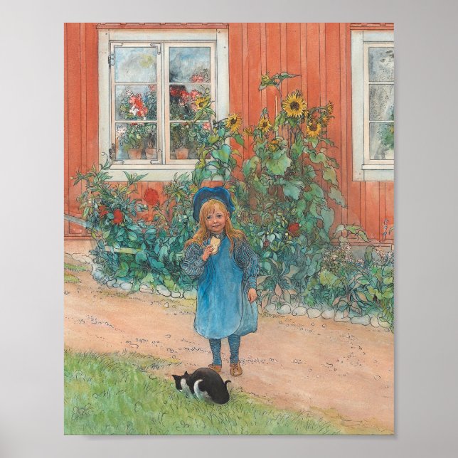 Póster Carl Larsson - Brita Con Un Gato (Frente)