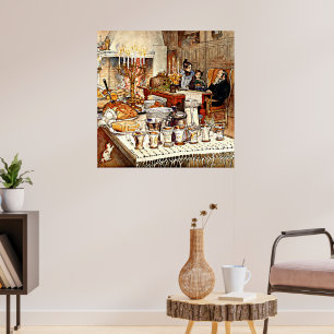 Póster Carl Larsson: Detalle de la Noche de los Navidades