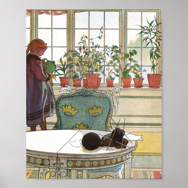 Póster Carl Larsson - Flores En El Viento (Frente)
