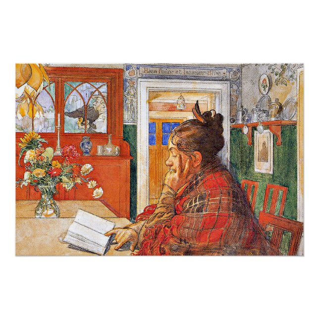 Póster Carl Larsson - Karin Reading (Anverso)