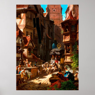 Póster Carl Spitzweg, Ankunft der Postkutsche 1859