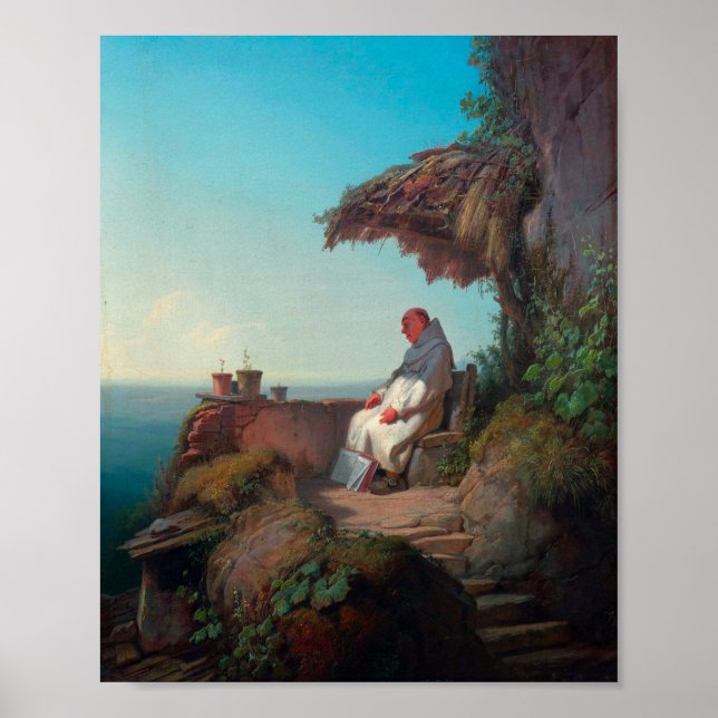 Póster Carl Spitzweg - Der eingeschlafene Einsiedler - De (Frente)