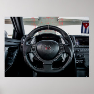 Póster Carlinga de la fibra de carbono de Nissan GT-R y
