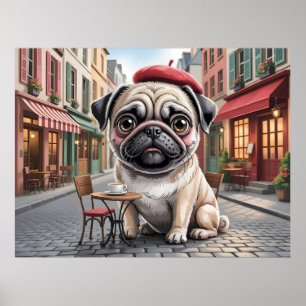 Póster Carlino parisino en café de la acera