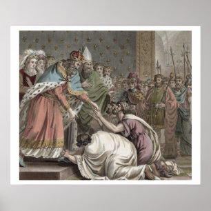 Póster Carlomagno (742-814) recibe a los embajadores para