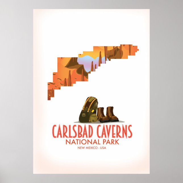 Póster Carlsbad caverns parque nacional nuevo mapa de méx (Frente)