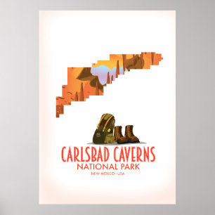 Póster Carlsbad caverns parque nacional nuevo mapa de méx