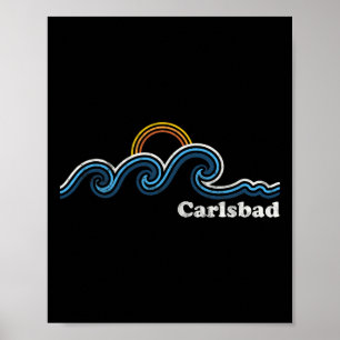 Póster Carlsd California Ca Olas De Surf Atardecer Vintag